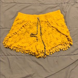 Yellow Lace Shorts
